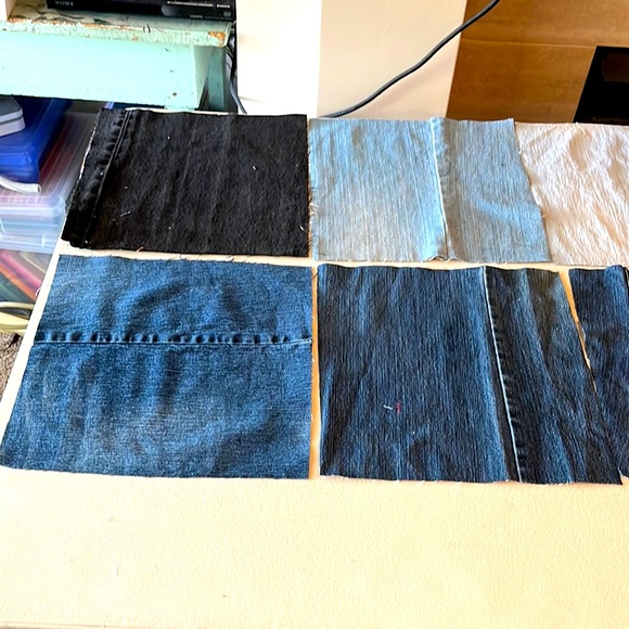 New, Set of 10, Handmade/Hand-cut by Me, Jeans, Denim, 10 1/4” Quilt Blocks - Picture 4 of 5